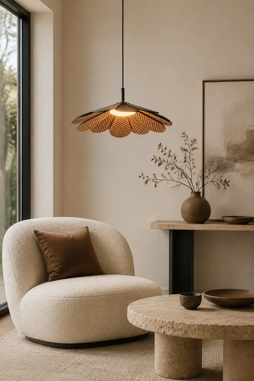Hollyhock LED Rattan Leaves Pendant Light - Lumpaz