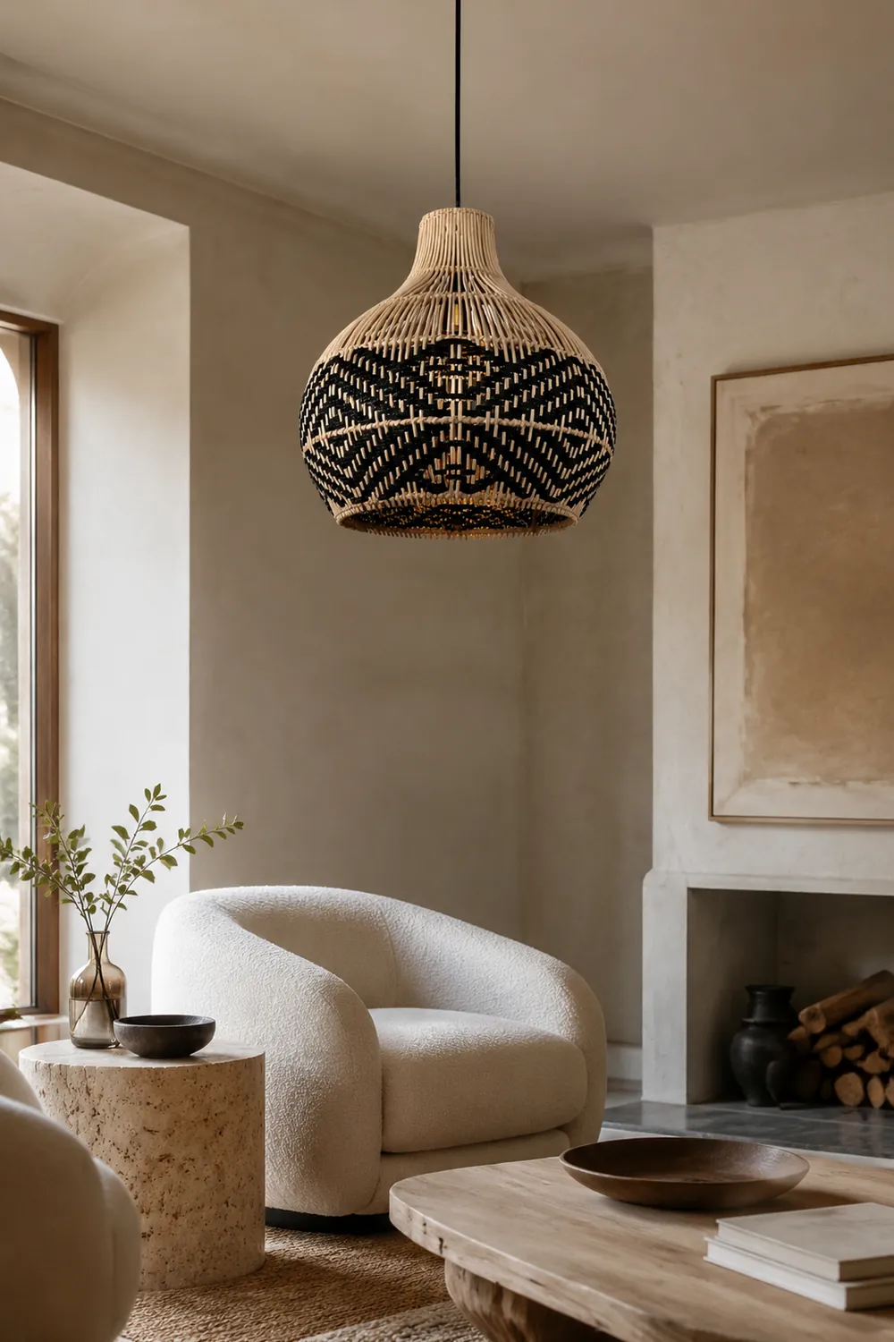 Vintage Ratten Handwoven Pendant Light - Lumpaz