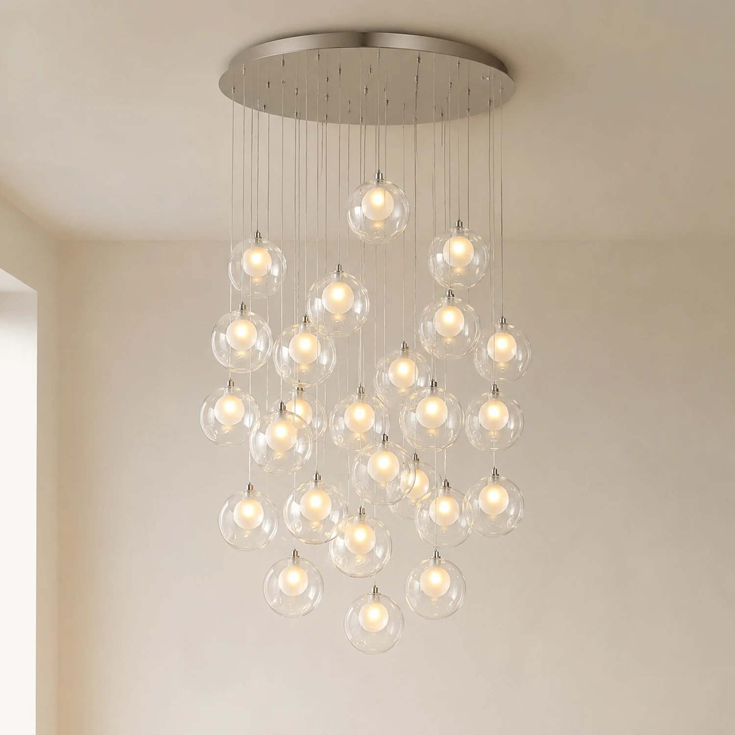 Multi-heads Glass Globe Cluster Stairway Light Pendant Light - Lumpaz