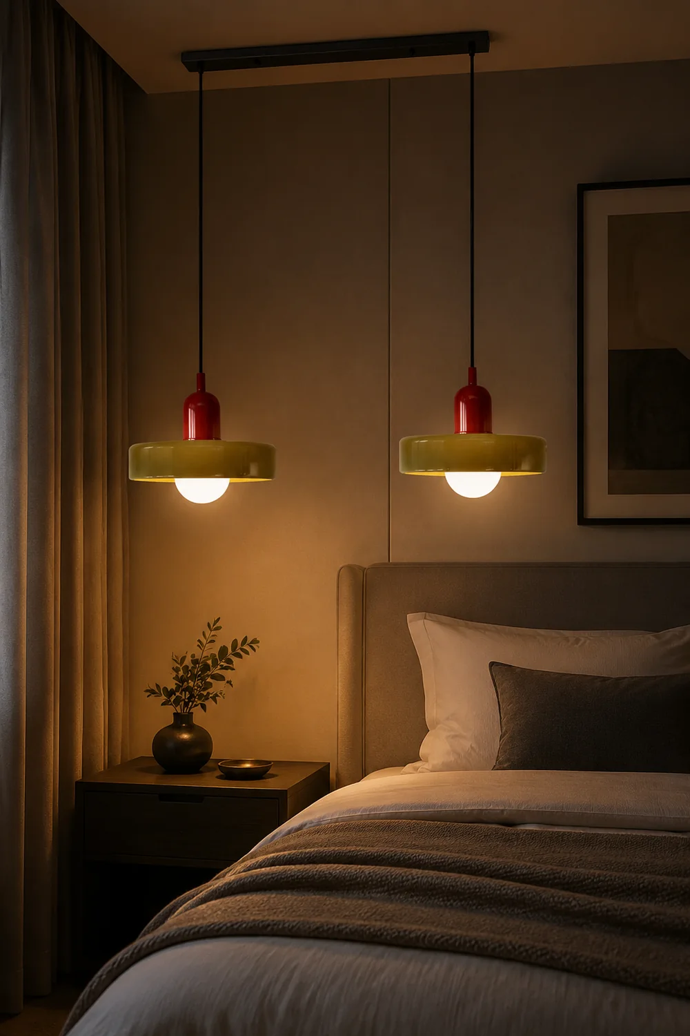 2 Heads Modern Bauhaus Glass Pendant Light - Lumpaz