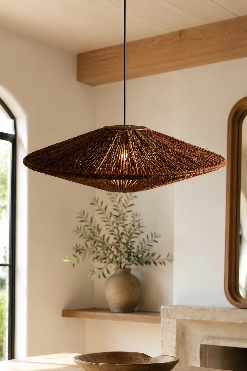 Rustic Rattan Brown Pendant Lights - Lumpaz