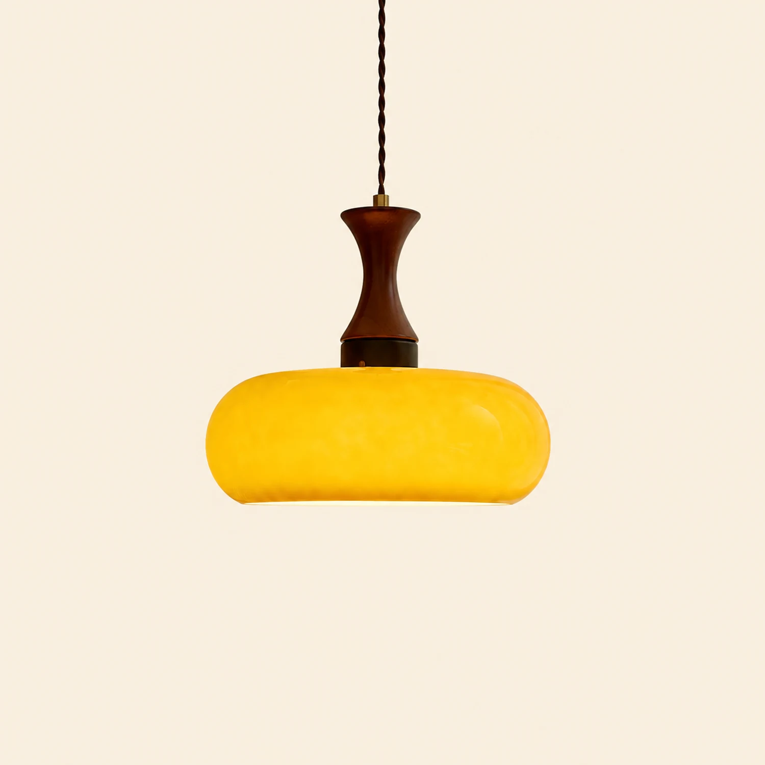 Wooden Yellow Dome Pendant Light for Kitchen Islands - Lumpaz