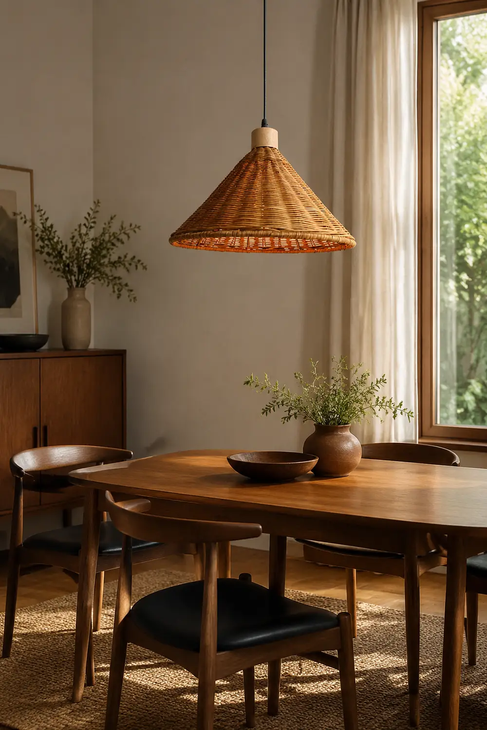 Brown Rattan Basket Pendant Lighting Fixture - Lumpaz