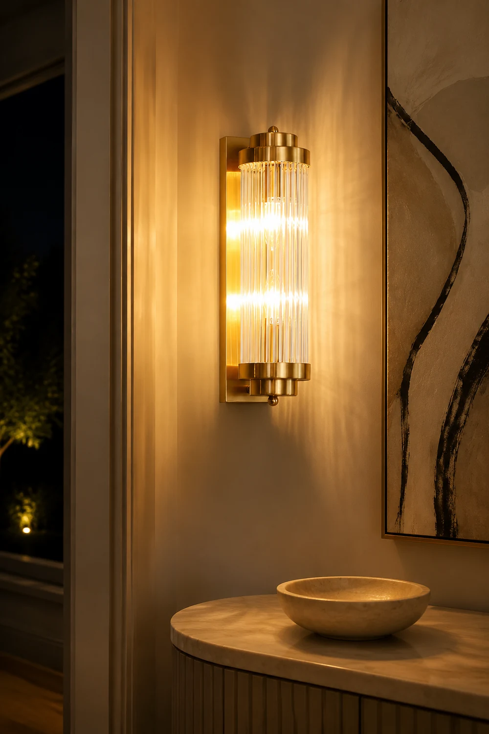 Crystal Pillar Metal Wall Lamp - Lumpaz