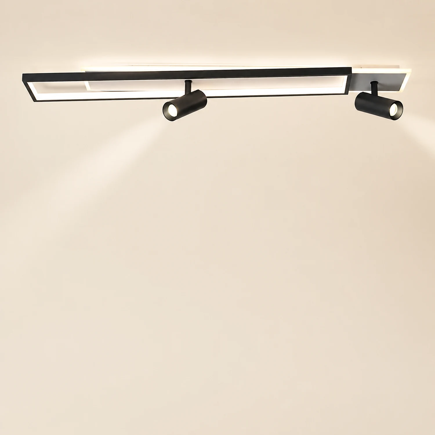 Haney LED-Deckenleuchte mit Strahler, schlicht, modern, schwarz - Lumpaz