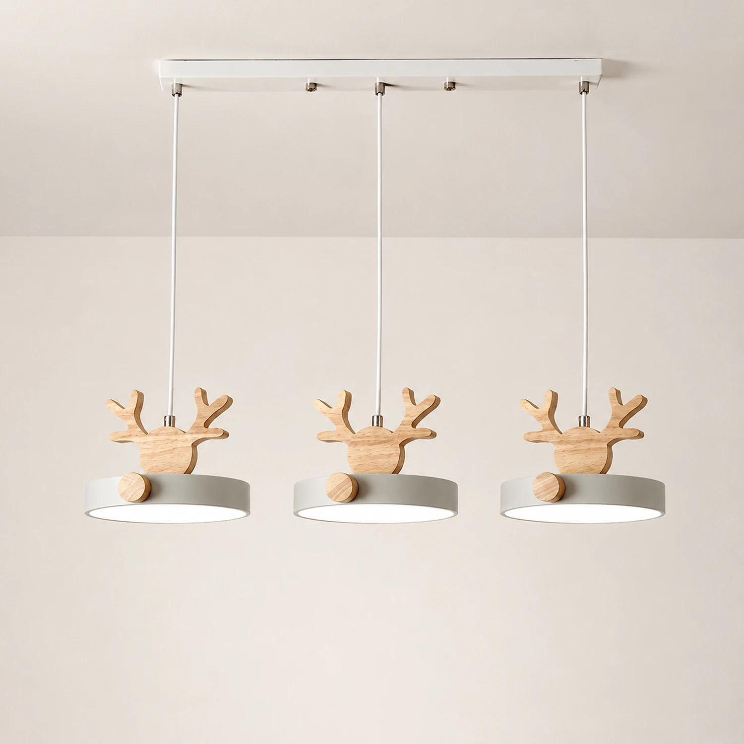 Morandi Holz LED Kronleuchter Hirschgeweih Pendelleuchte - Lumpaz