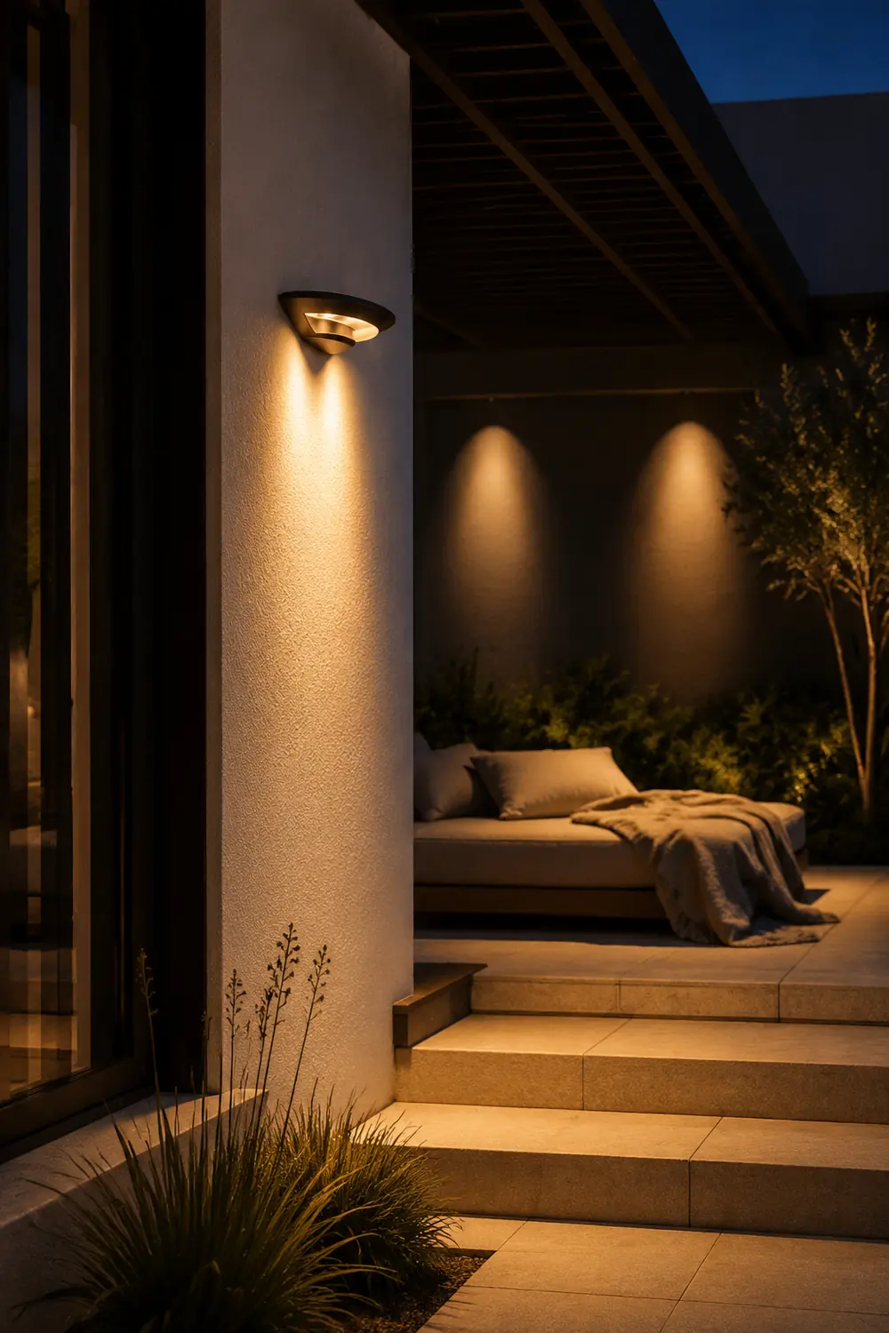 Wasserdichte Fliegende Untertasse Wandleuchte für den Außenbereich mit warmer LED - Lumpaz
