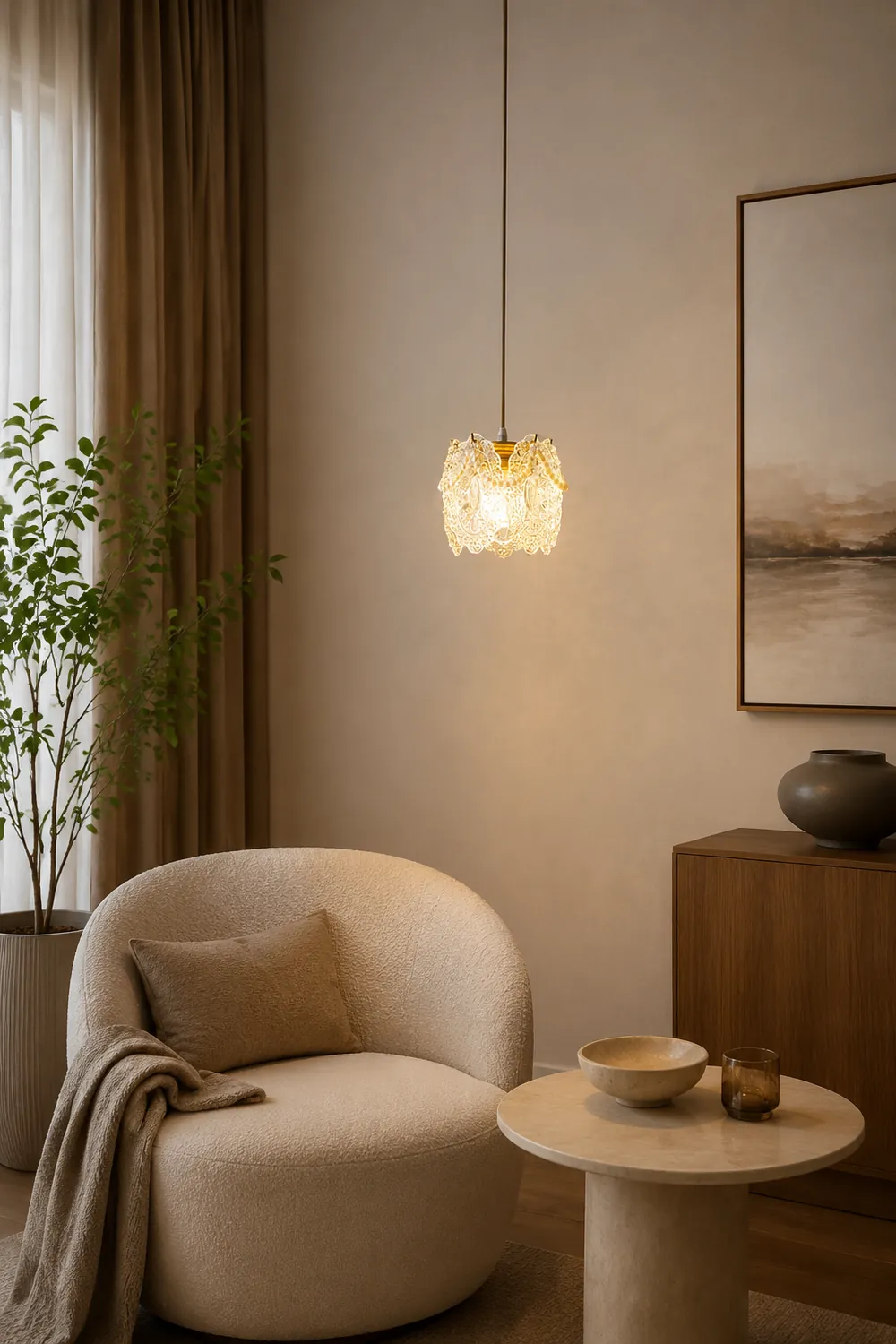 Moderne Luxuriöse Pendelleuchte aus Glas für Schlaf- & Wohnzimmer - Lumpaz