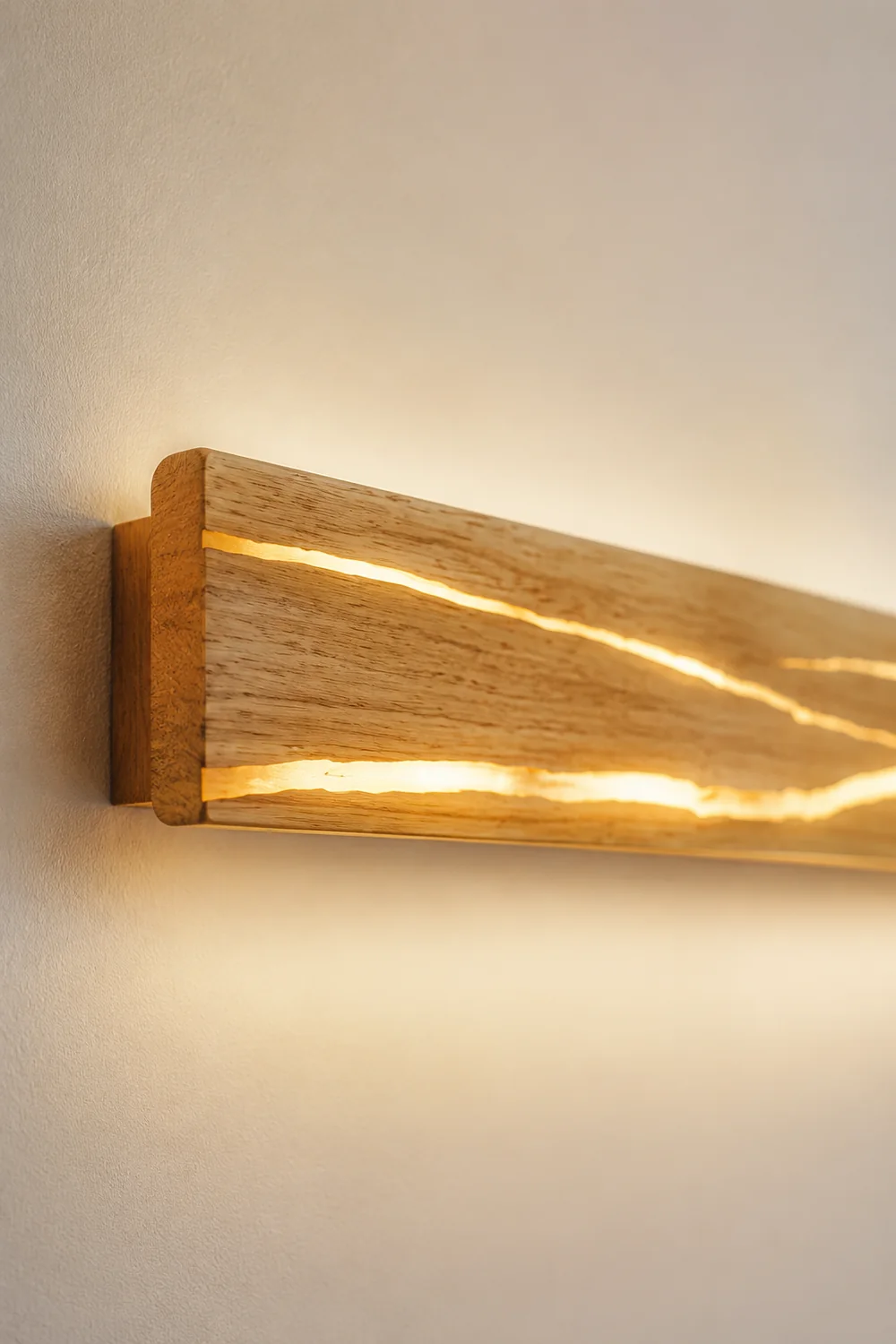 LED Drehbare Log Crack Wandleuchte aus Holz für Schlafzimmer - Lumpaz