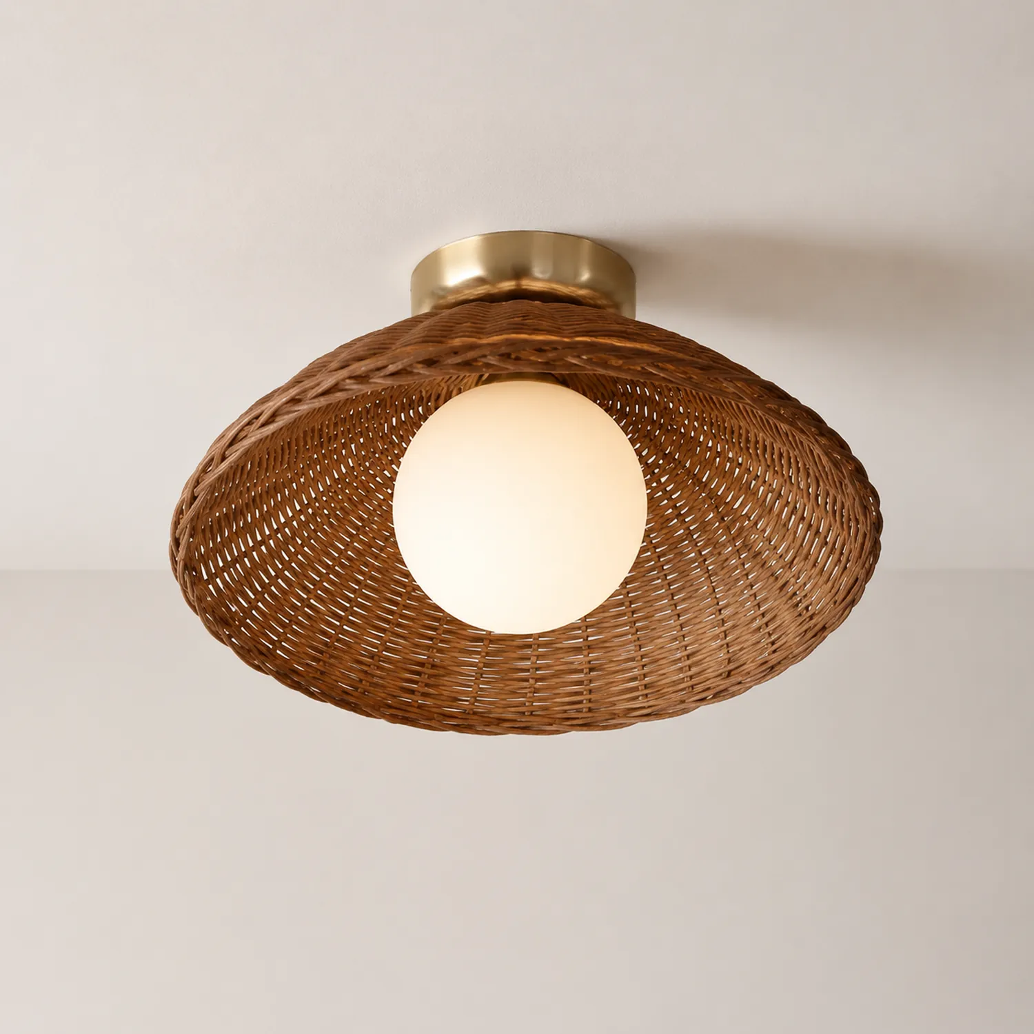 Rustic Bamboo Glass Woven Wall Light - Lumpaz
