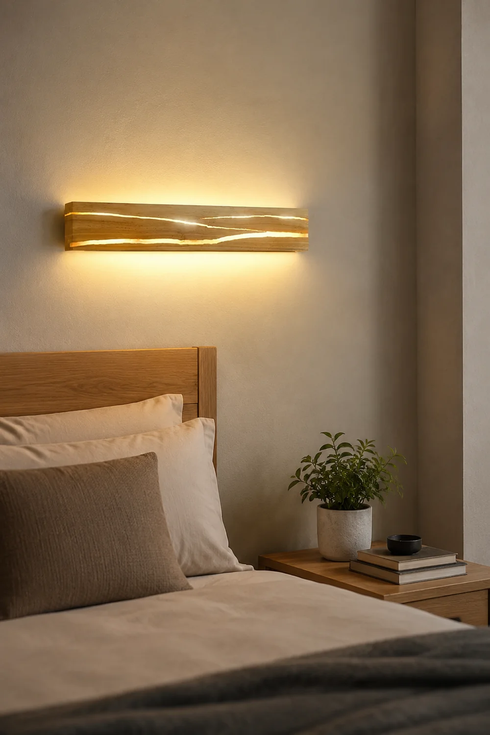 LED Drehbare Log Crack Wandleuchte aus Holz für Schlafzimmer - Lumpaz