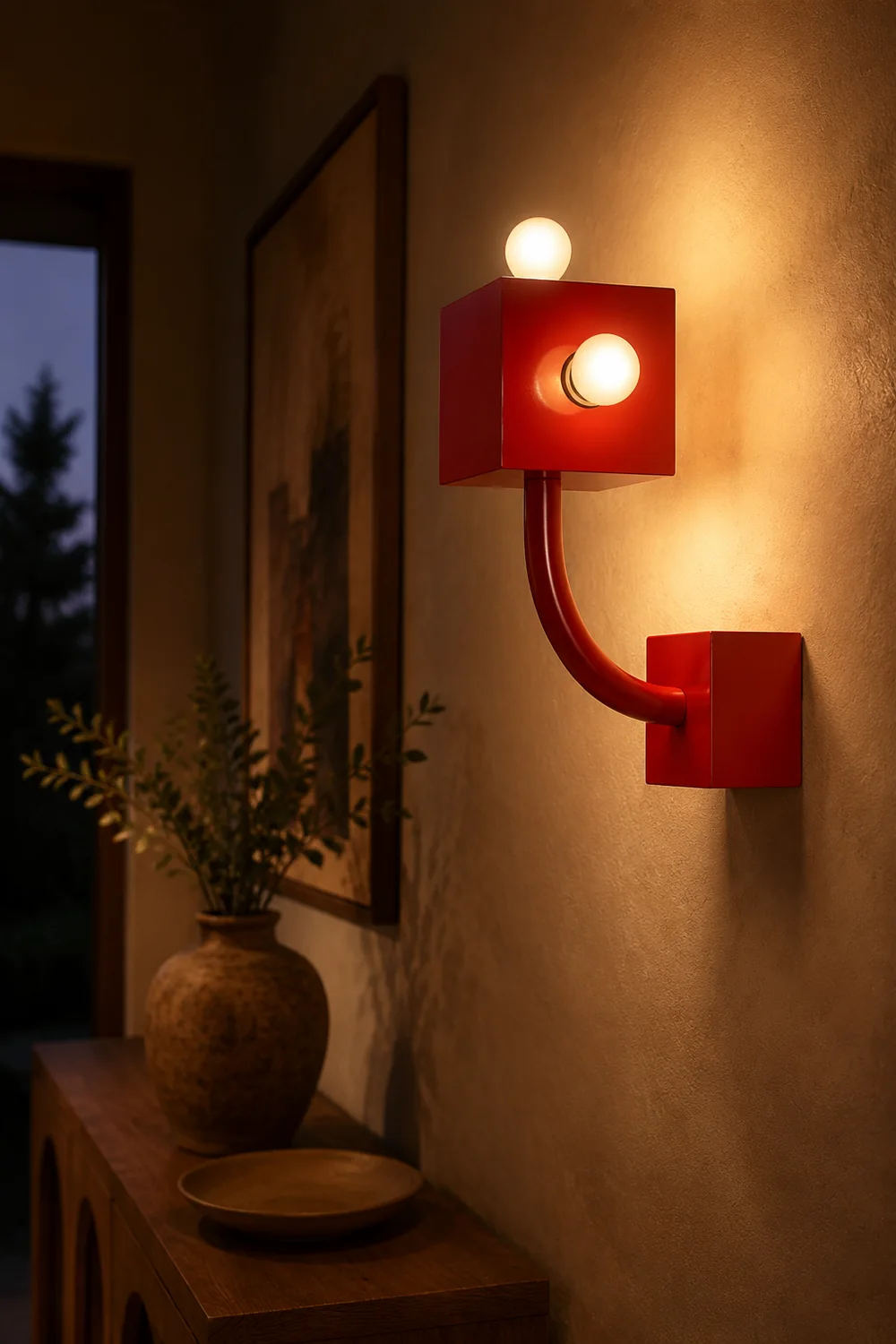 Vintage Metal Red Wall Lamp - Lumpaz