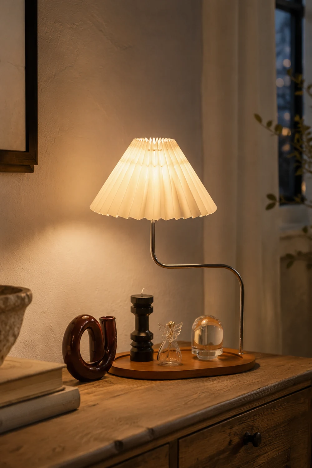 Solid Wood Retro Creative Pleated Table Lamp - Lumpaz