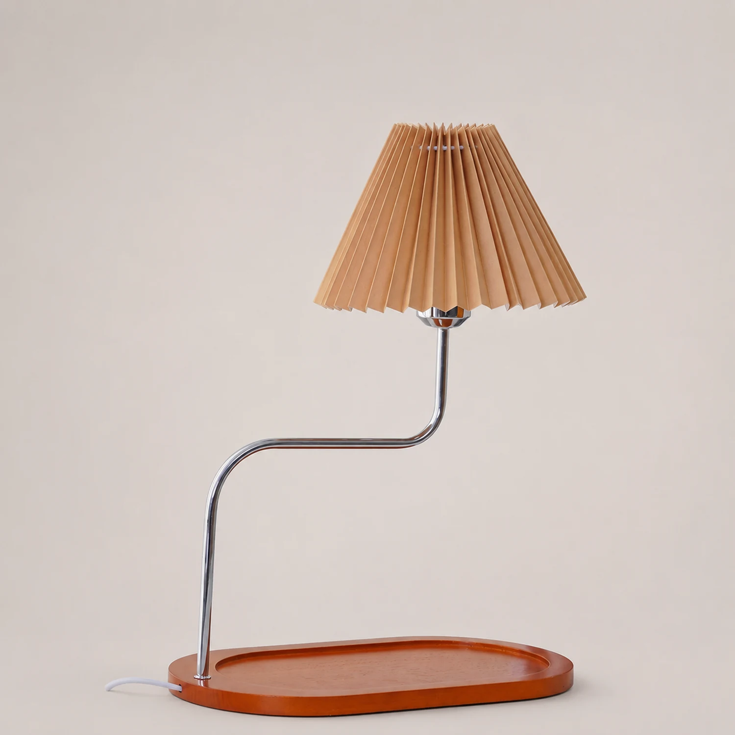 Solid Wood Retro Style Umbrella Shaped Table Lamp - Lumpaz