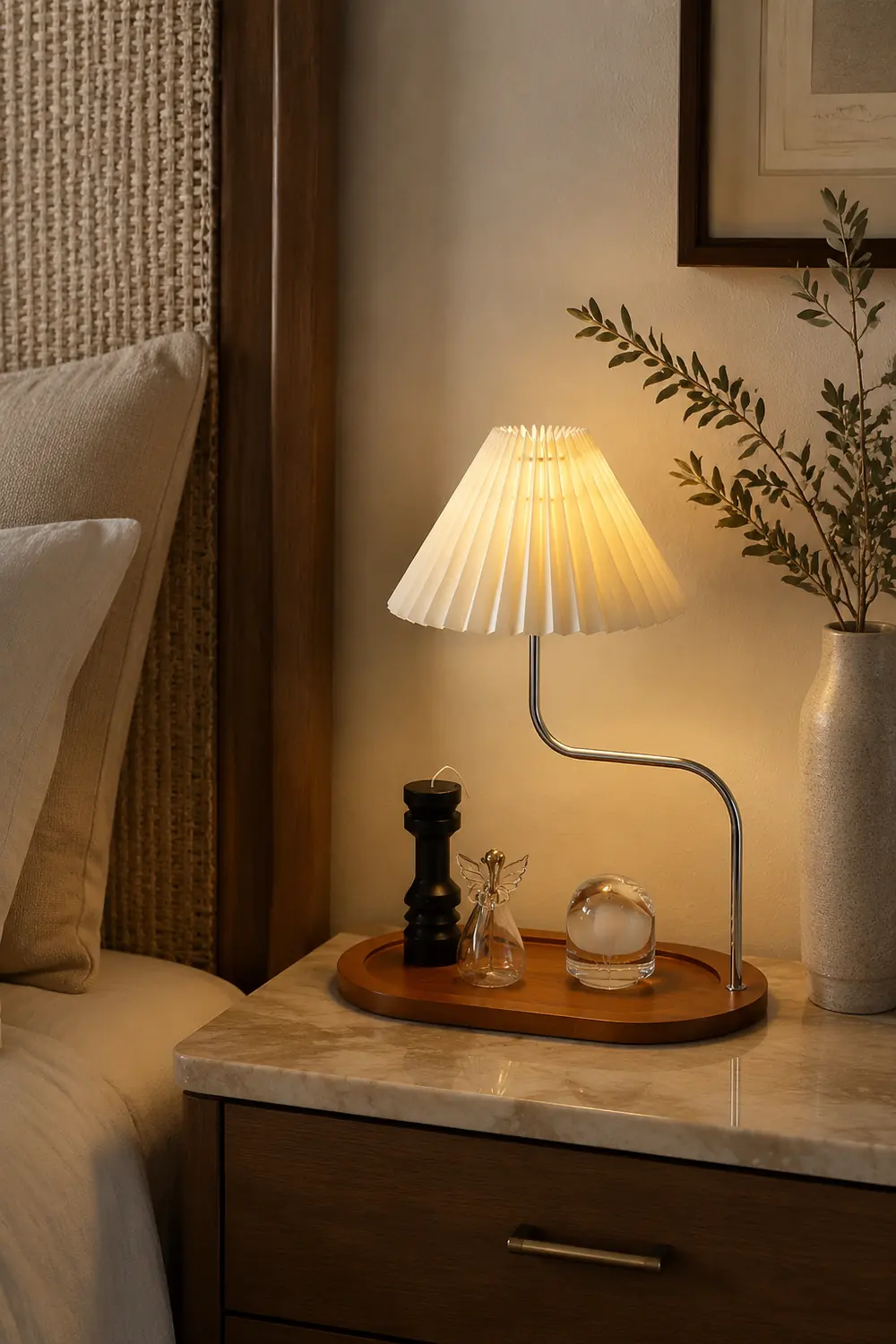 Solid Wood Retro Creative Pleated Table Lamp - Lumpaz