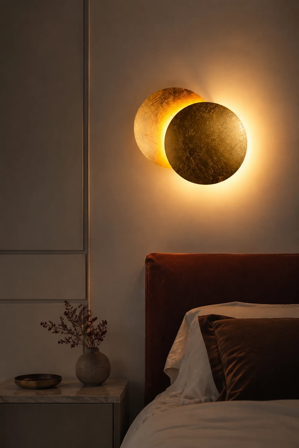 Modern Round Circle Creative Rotating Wall Light - Lumpaz