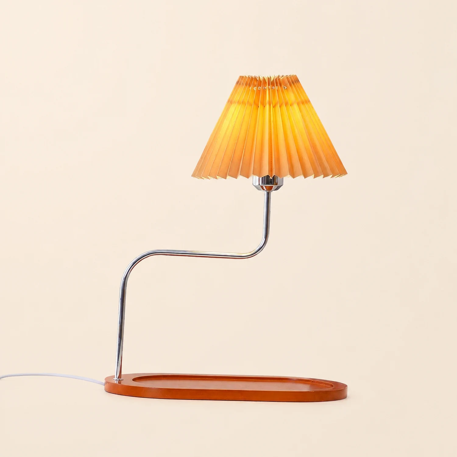 Solid Wood Retro Style Umbrella Shaped Table Lamp - Lumpaz