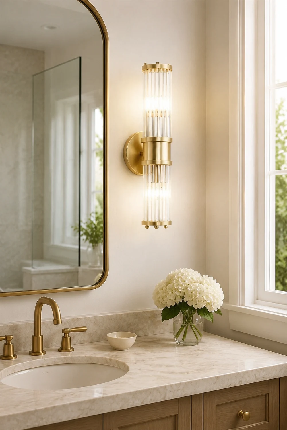 Modern Brass Gold Crystal Wall Sconce - Lumpaz