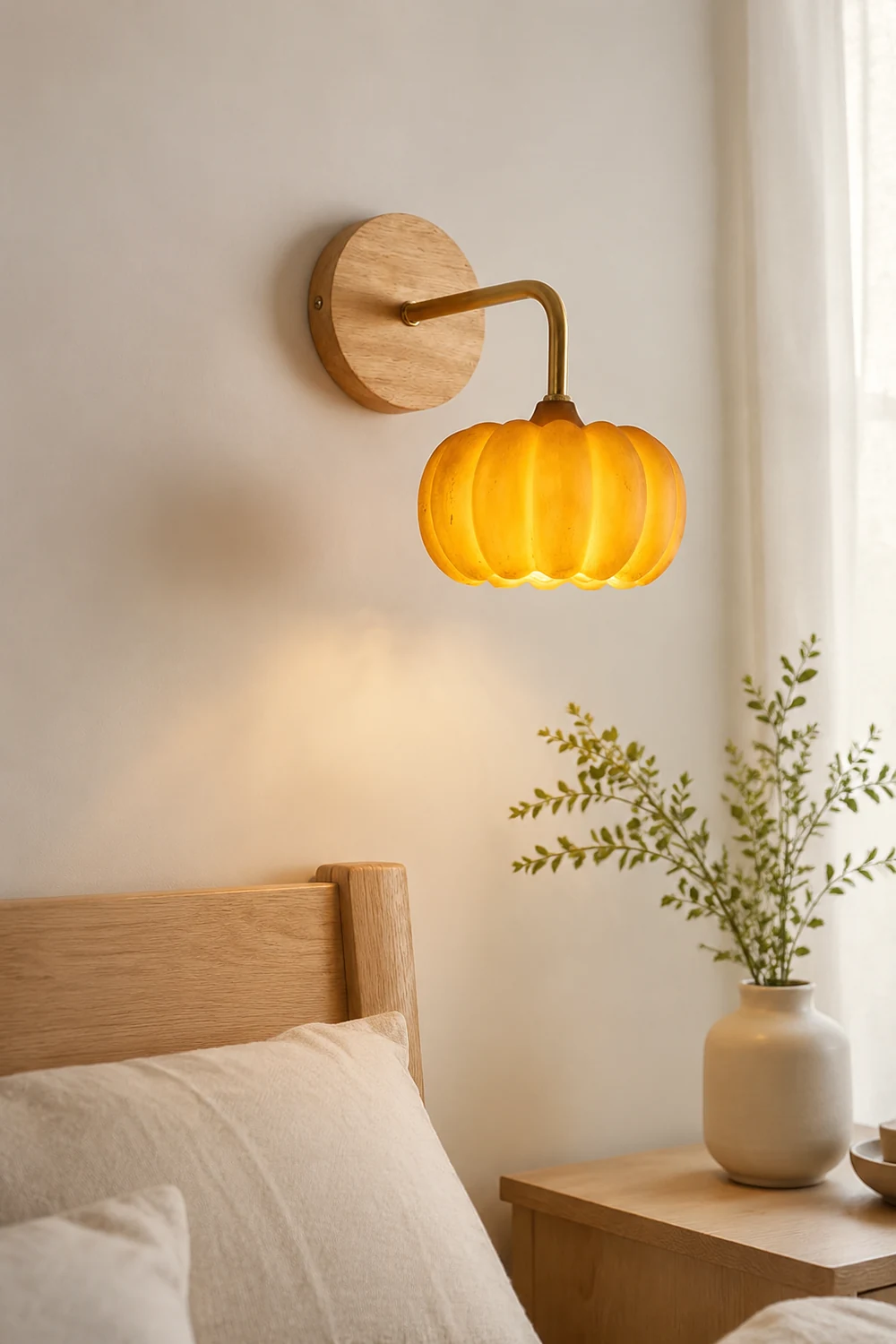 Cute Resin Material Yellow Pumpkin Wall Lamp - Lumpaz