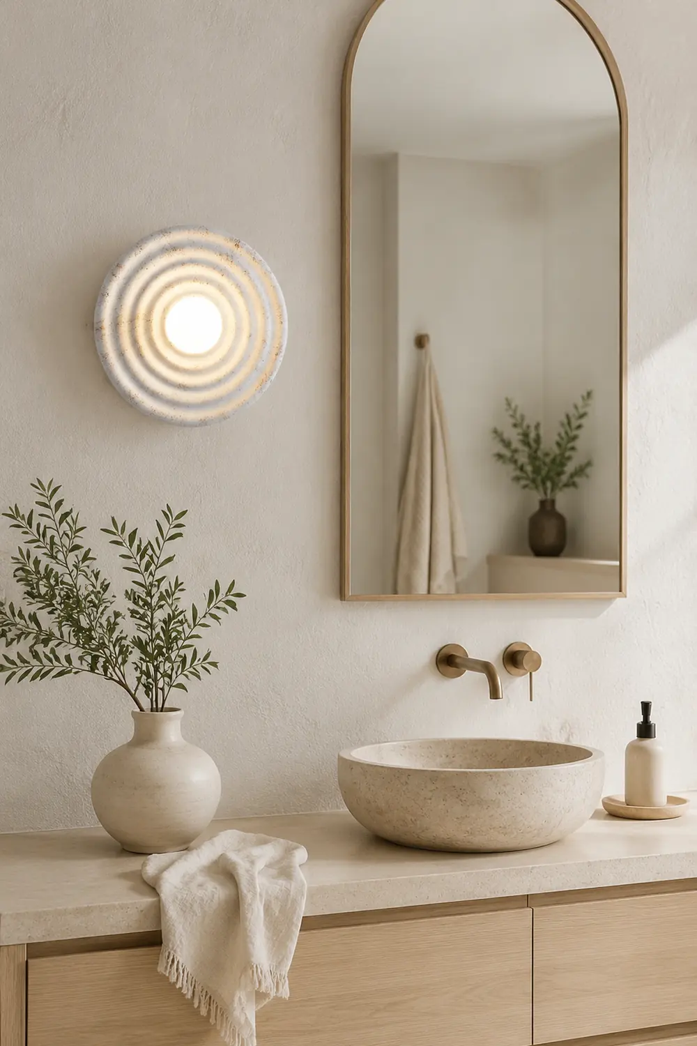 Wabi-sabi Round Circle Indoor Wall Lamp - Lumpaz