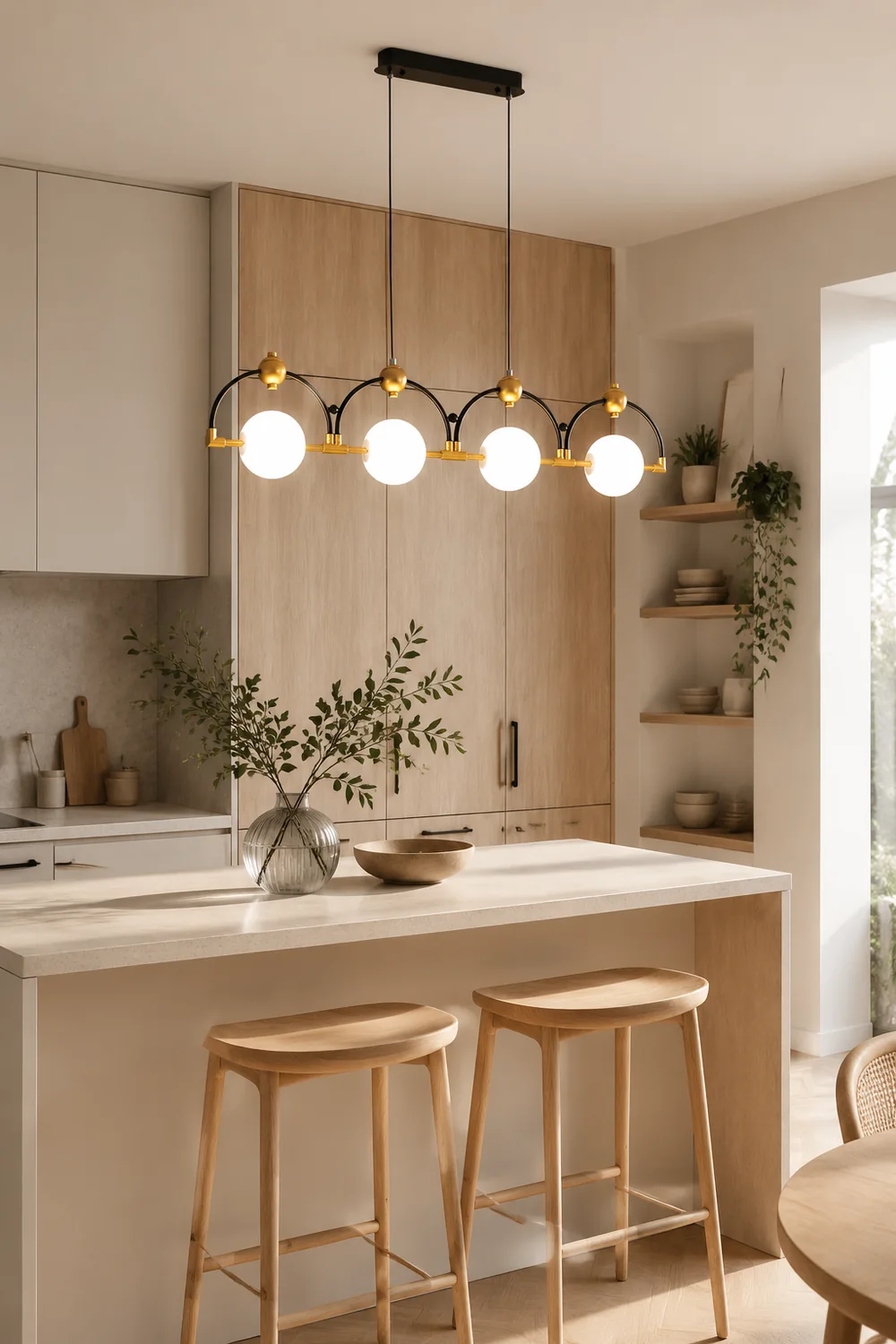 LED Pendelleuchte Schwarz Hinzufügen Gold Lange - Lumpaz