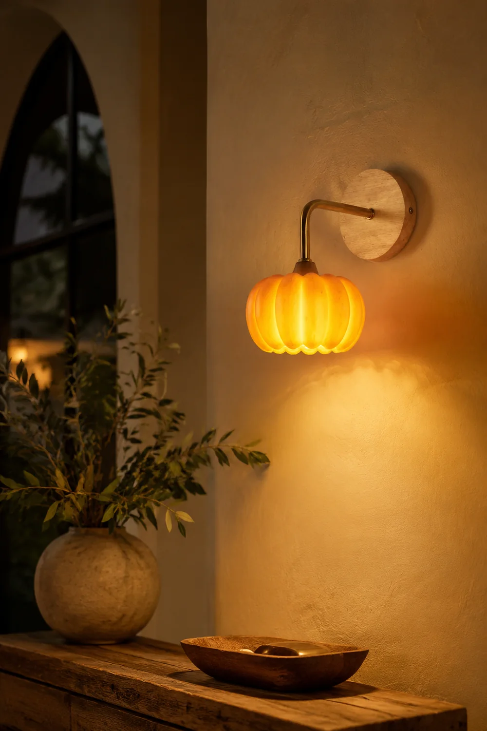 Cute Resin Material Yellow Pumpkin Wall Lamp - Lumpaz