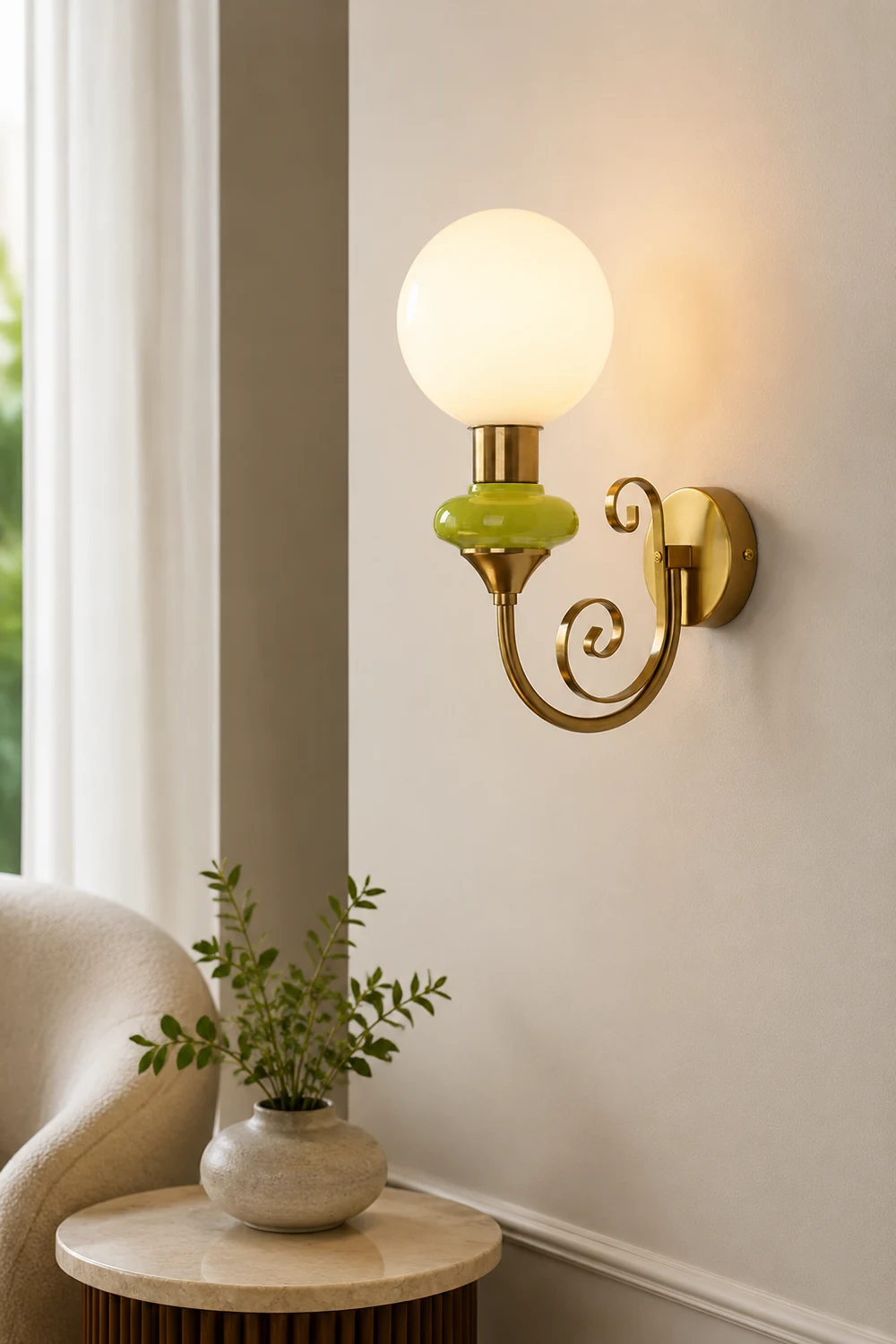 French Retro Glass 1-Light Wall Sconce - Lumpaz