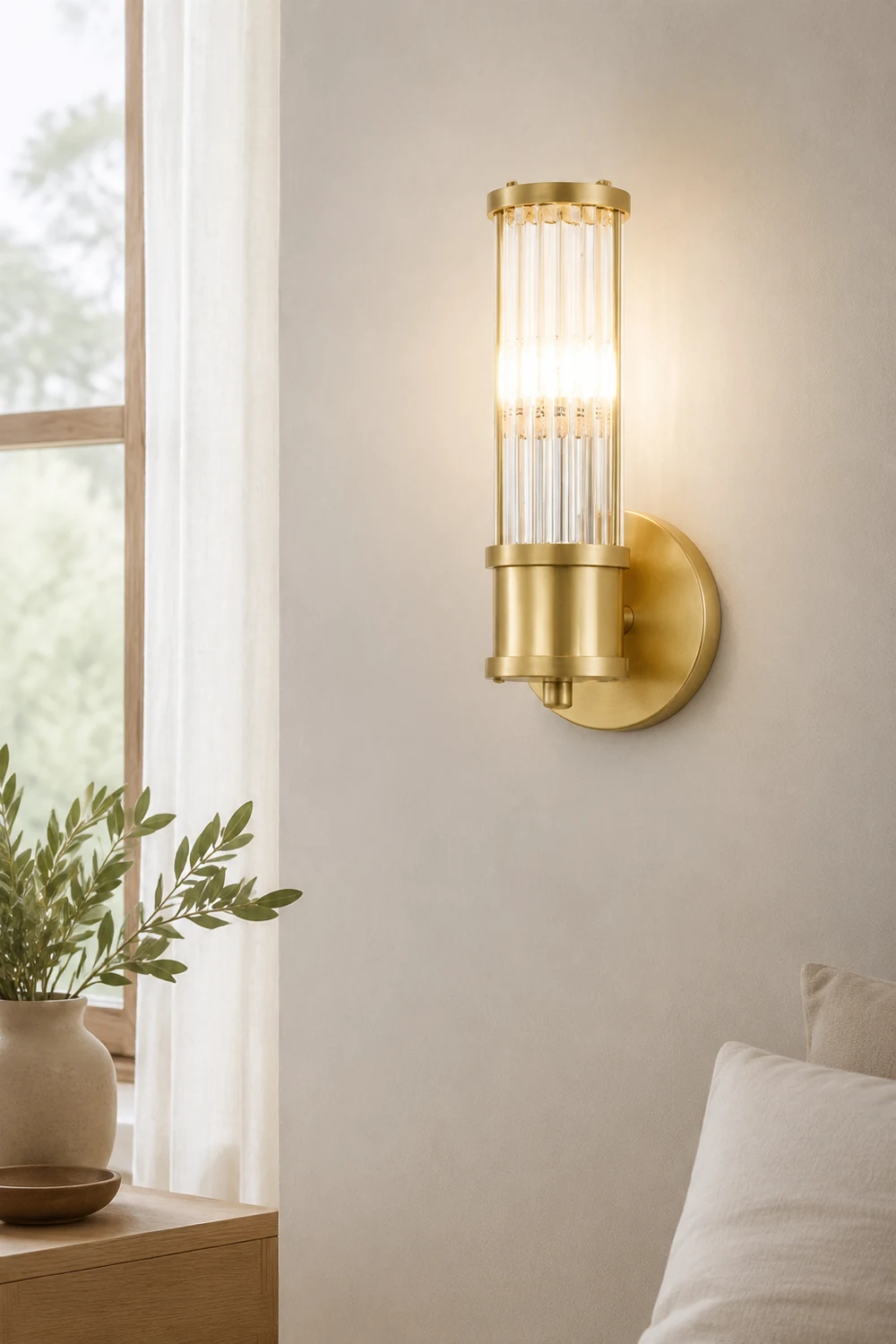 Modern Brass Gold Crystal Wall Sconce - Lumpaz