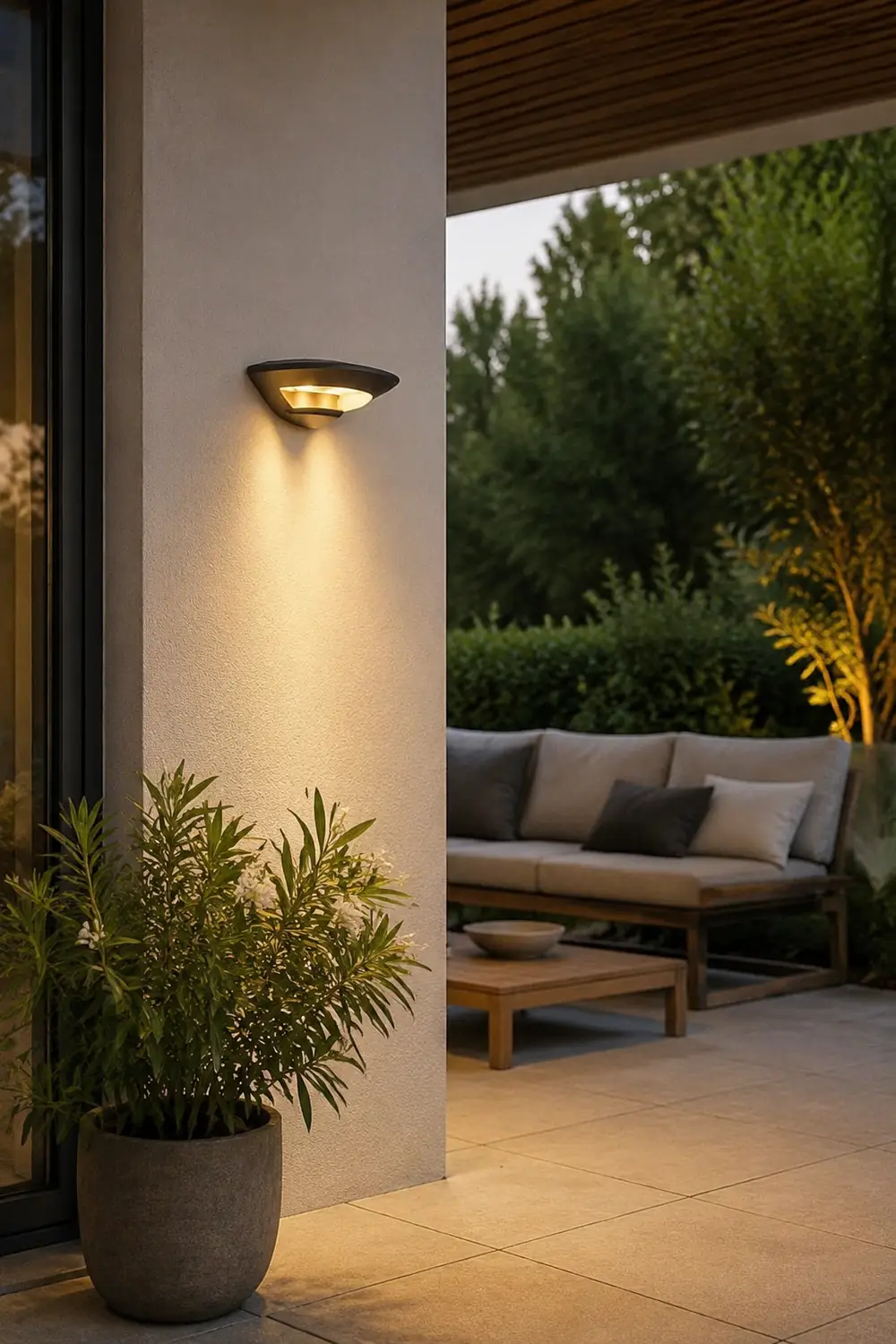 Wasserdichte Fliegende Untertasse Wandleuchte für den Außenbereich mit warmer LED - Lumpaz