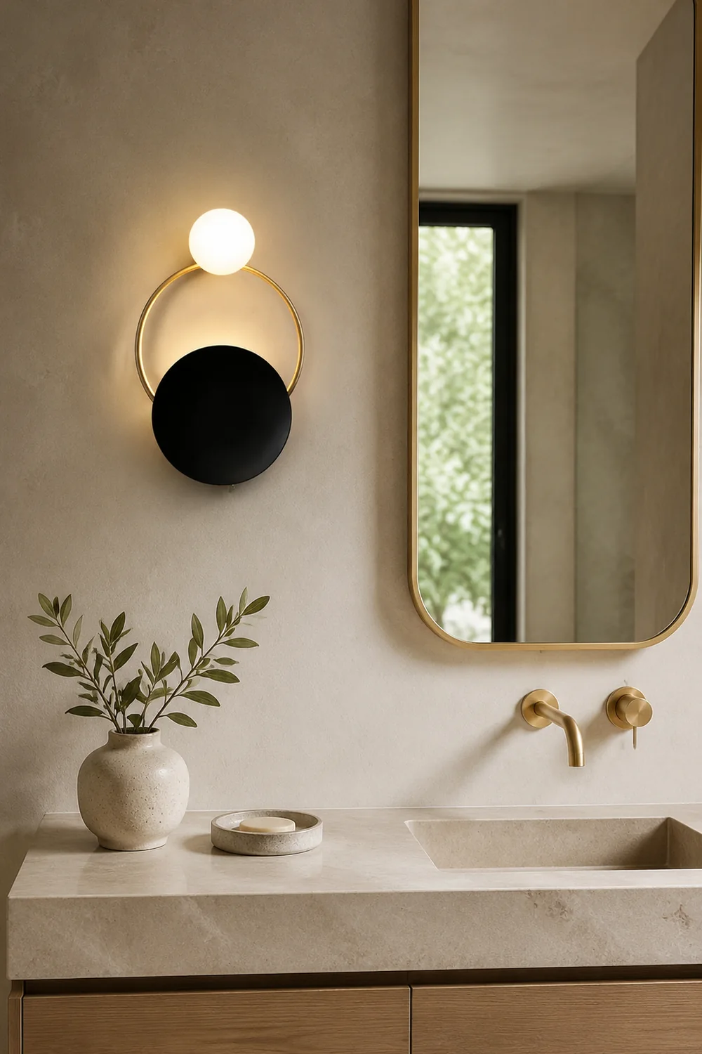 Nordic Simple  Black Gold Wrought Iron Circle Aisle Corridor Wall Light - Lumpaz