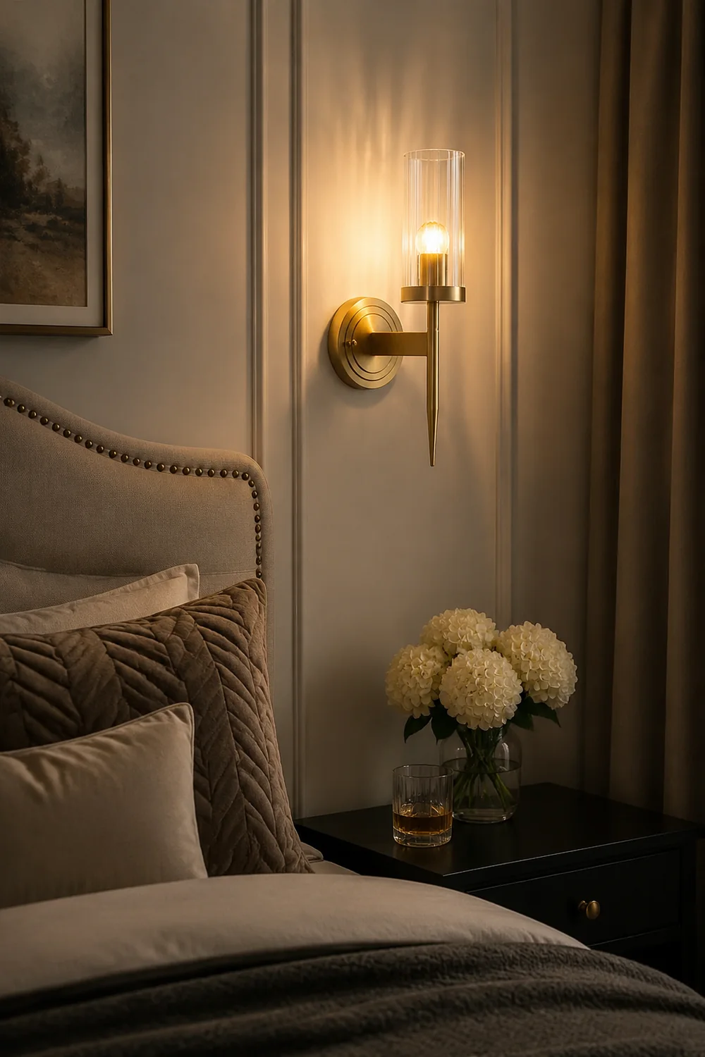Modern Brass Sconce Ribbed Long Glass Wall Lights For Living Room - Lumpaz