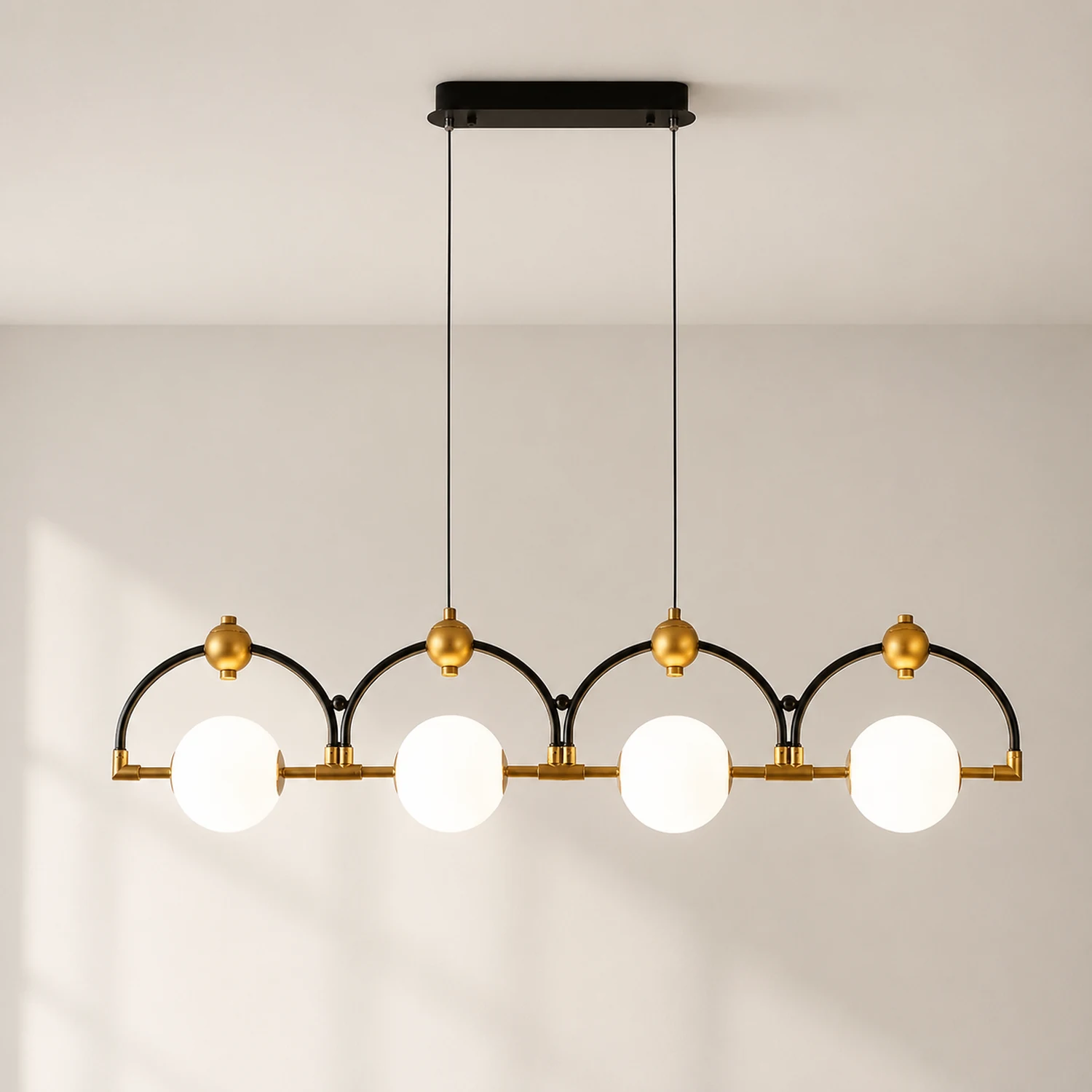 LED Pendelleuchte Schwarz Hinzufügen Gold Lange - Lumpaz