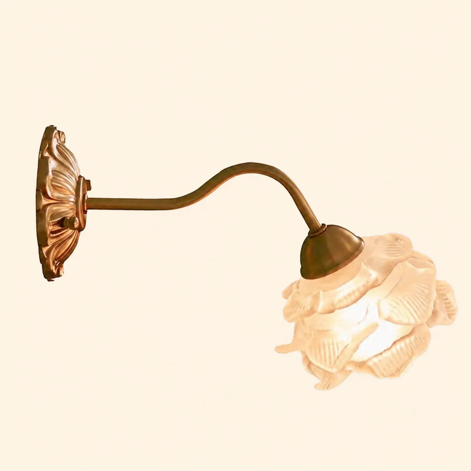 Retro Flower Petal Glass Wall Lamp Copper Wall Light - Lumpaz