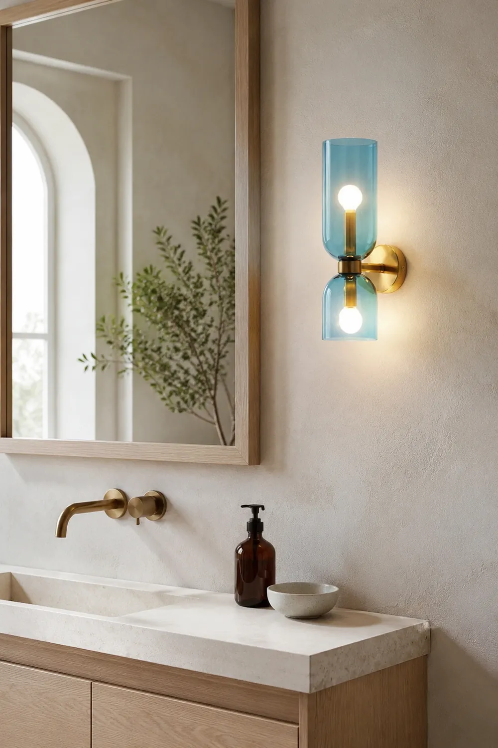 Double Head Glass Wall Lamp LED Sconce for Bedroom - Lumpaz