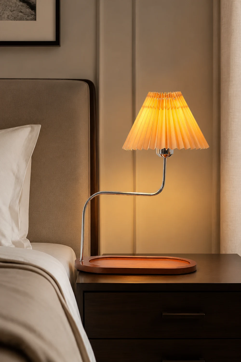 Solid Wood Retro Style Umbrella Shaped Table Lamp - Lumpaz
