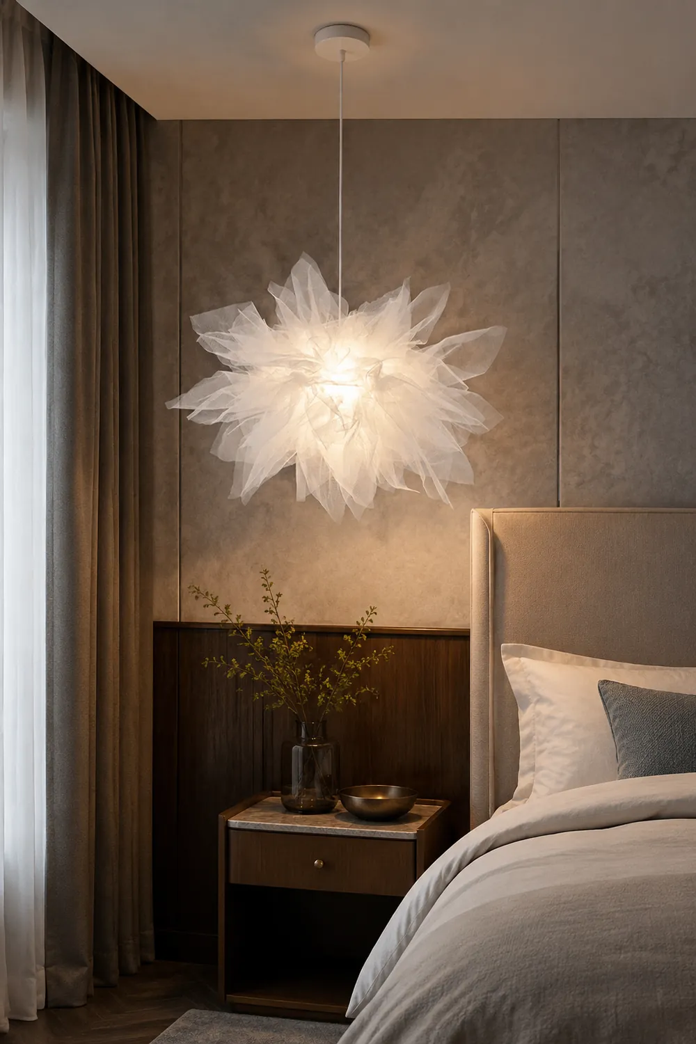 Nordische Mesh Blumenförmige Pendelleuchte aus Stoff für Esszimmer - Lumpaz