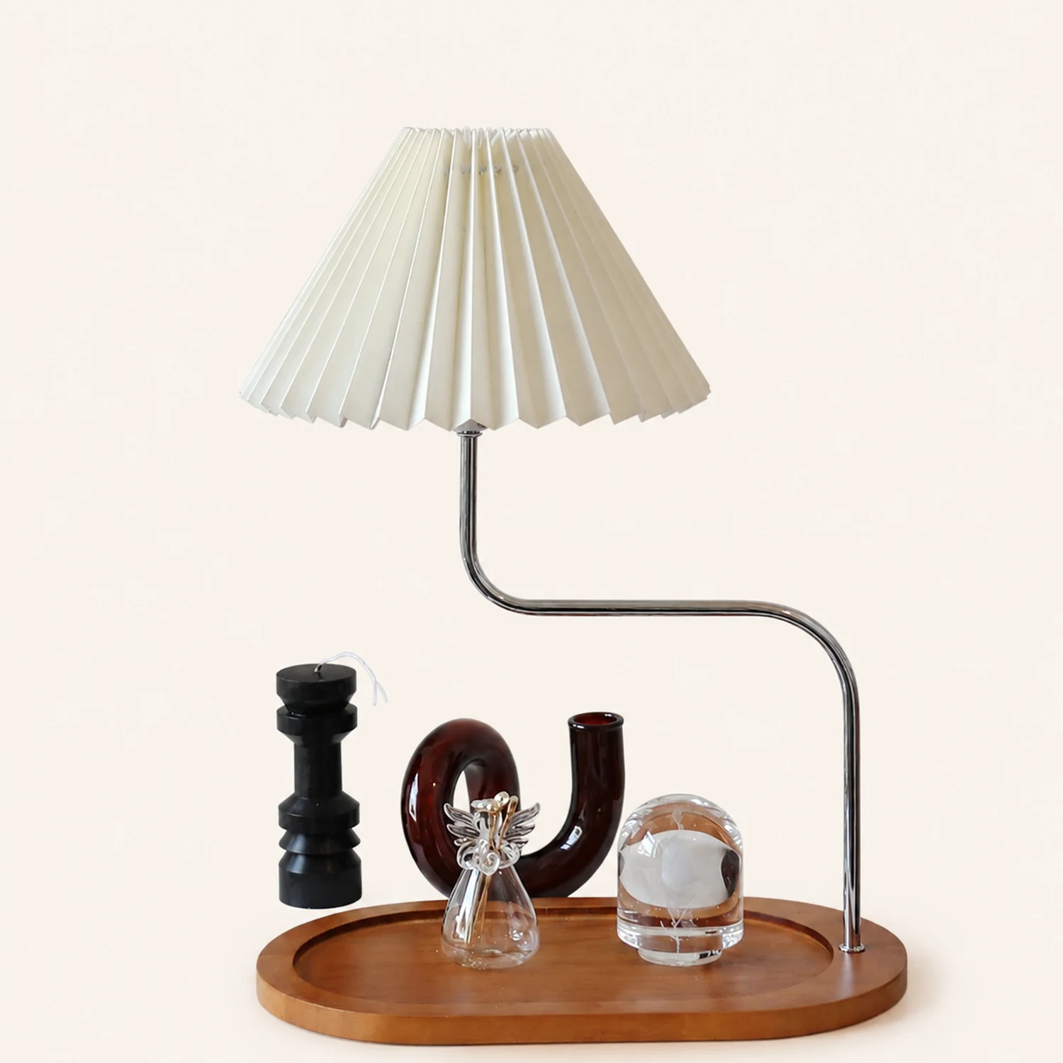 Solid Wood Retro Creative Pleated Table Lamp - Lumpaz