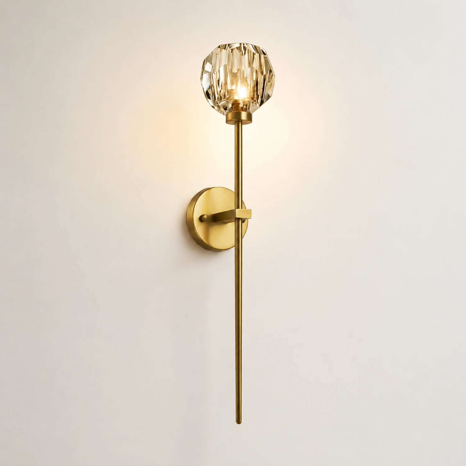 Modern Crystal Ball Mounted Antique Brass Wall Lamp - Lumpaz