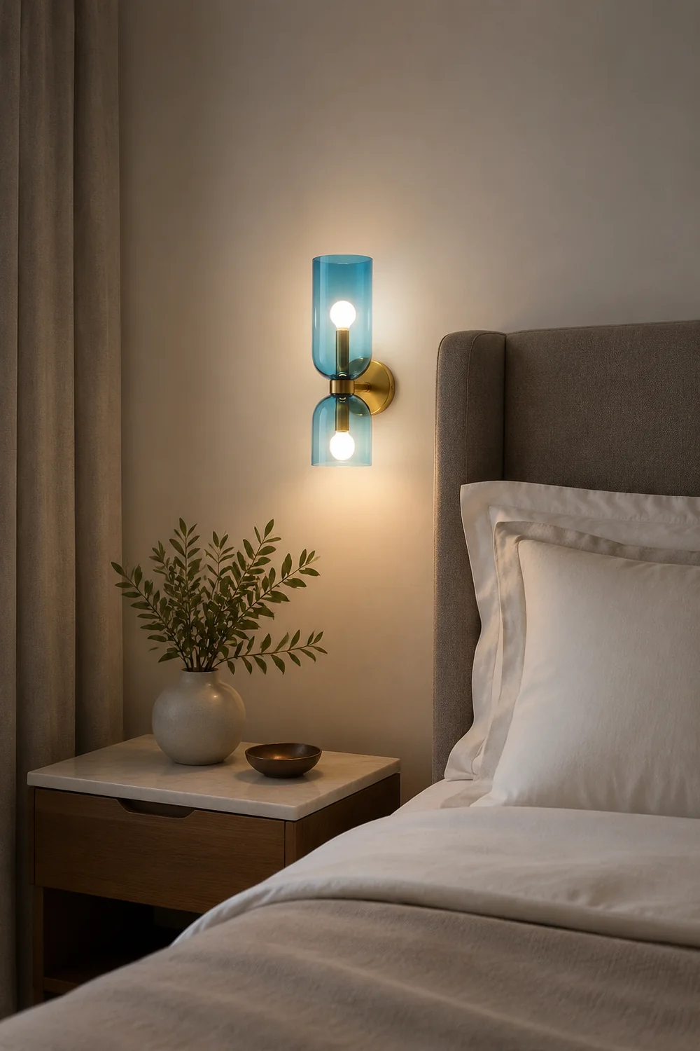 Double Head Glass Wall Lamp LED Sconce for Bedroom - Lumpaz