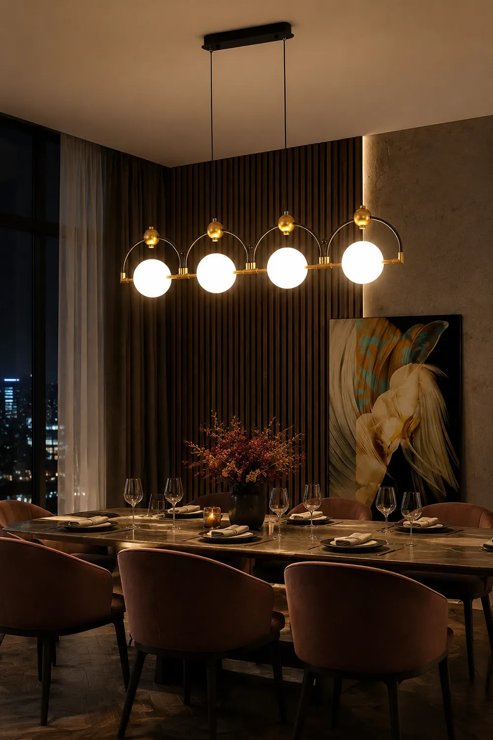 LED Pendelleuchte Schwarz Hinzufügen Gold Lange - Lumpaz