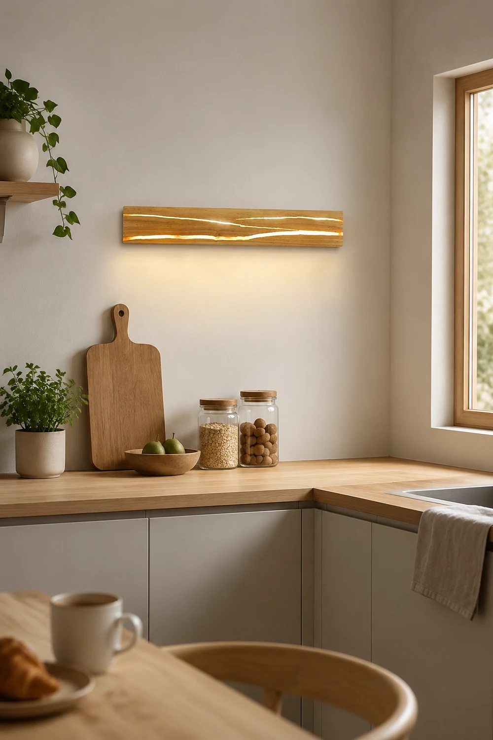 LED Drehbare Log Crack Wandleuchte aus Holz für Schlafzimmer - Lumpaz