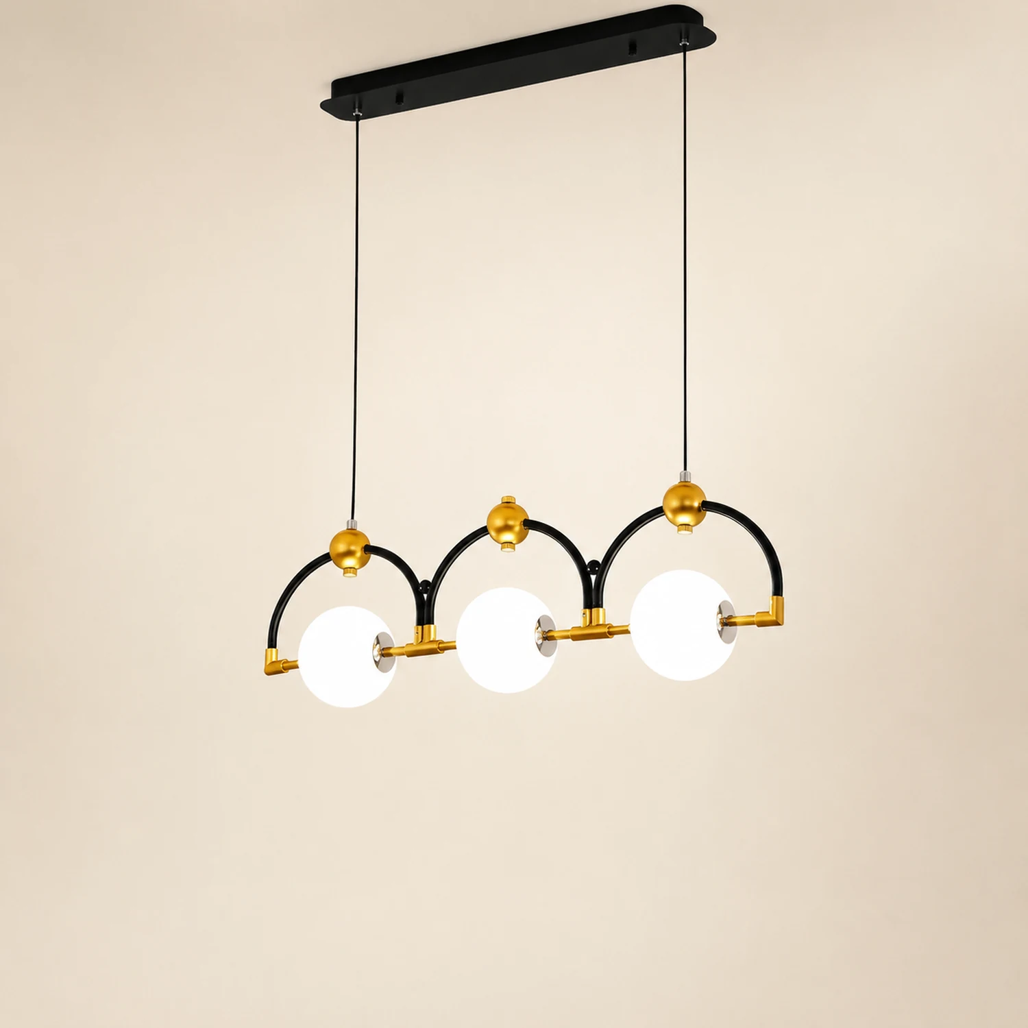 LED Pendelleuchte Schwarz Hinzufügen Gold Lange - Lumpaz