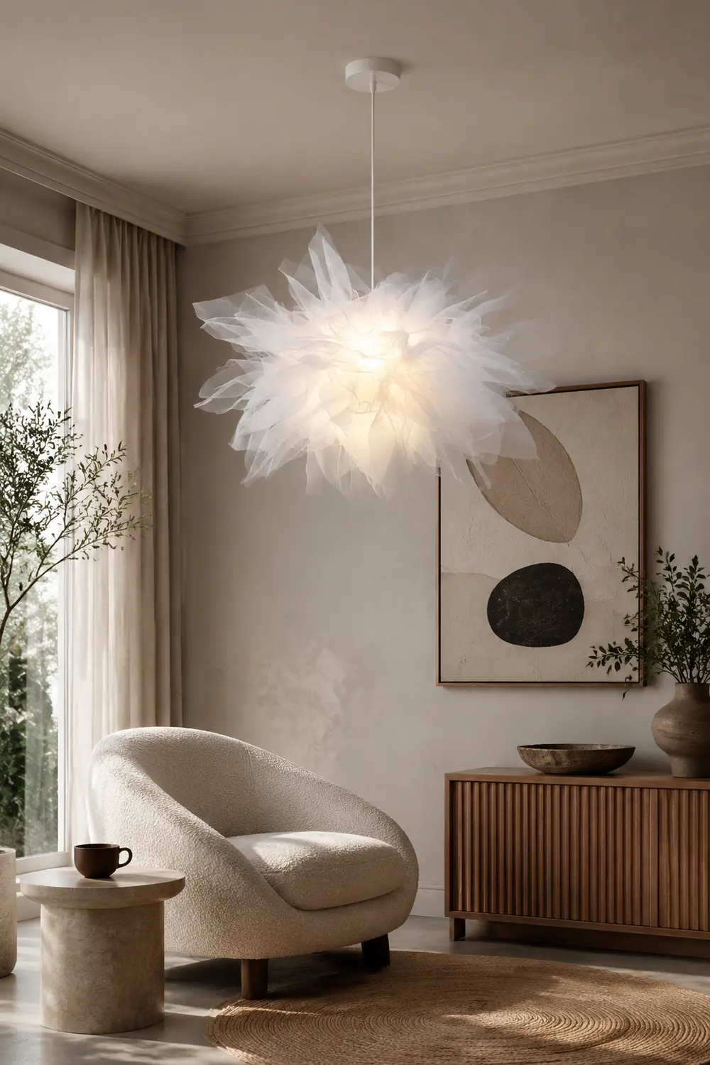 Nordische Mesh Blumenförmige Pendelleuchte aus Stoff für Esszimmer - Lumpaz