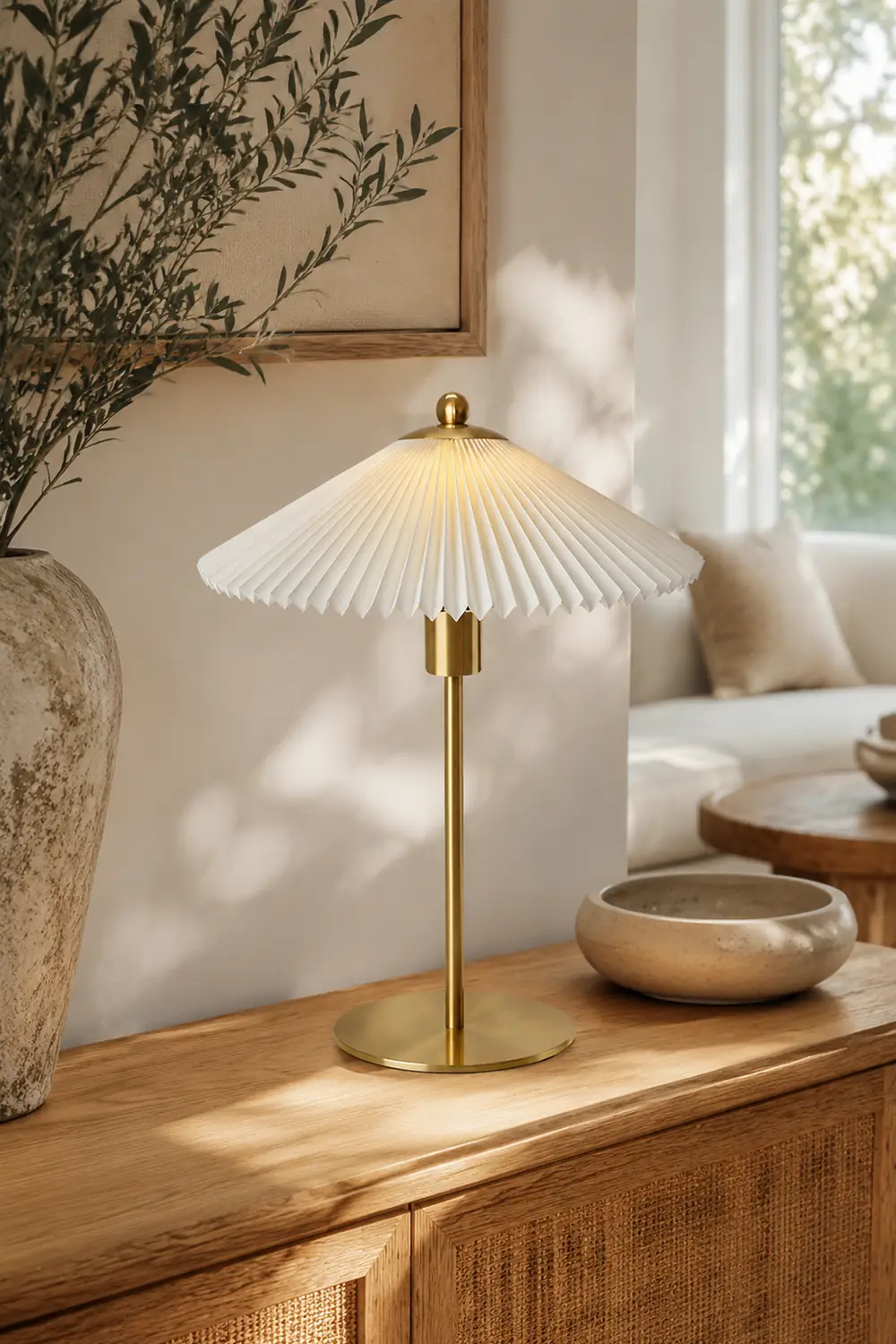 Mid Century Modern Pleated Table Lamp - Lumpaz