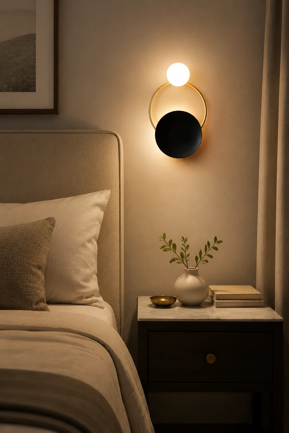 Nordic Simple  Black Gold Wrought Iron Circle Aisle Corridor Wall Light - Lumpaz