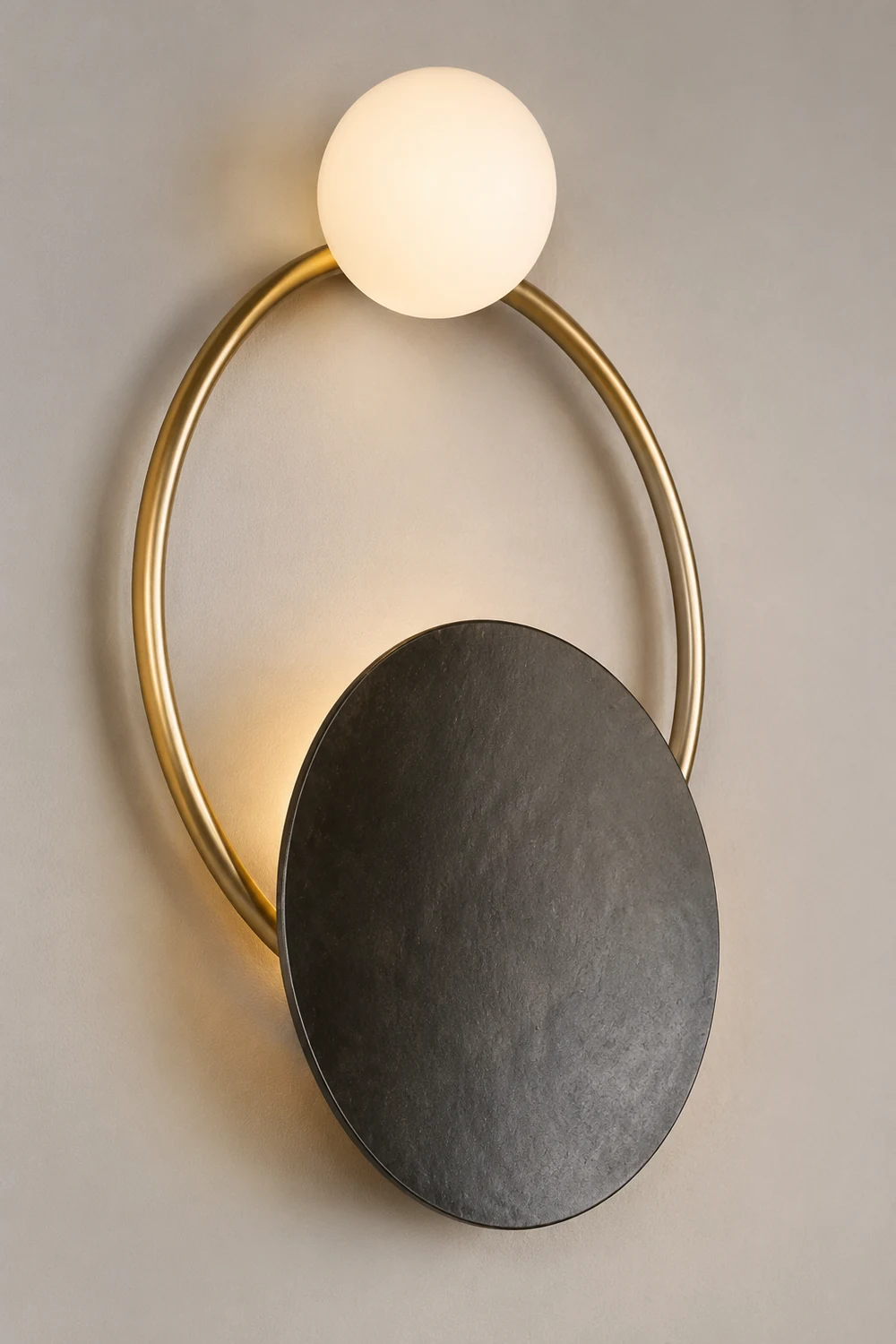 Nordic Simple  Black Gold Wrought Iron Circle Aisle Corridor Wall Light - Lumpaz