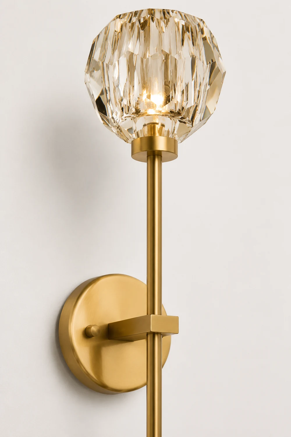 Modern Crystal Ball Mounted Antique Brass Wall Lamp - Lumpaz
