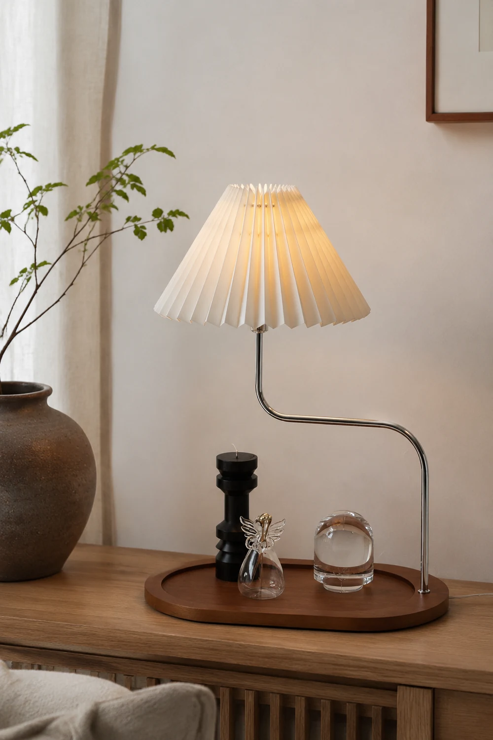 Solid Wood Retro Creative Pleated Table Lamp - Lumpaz