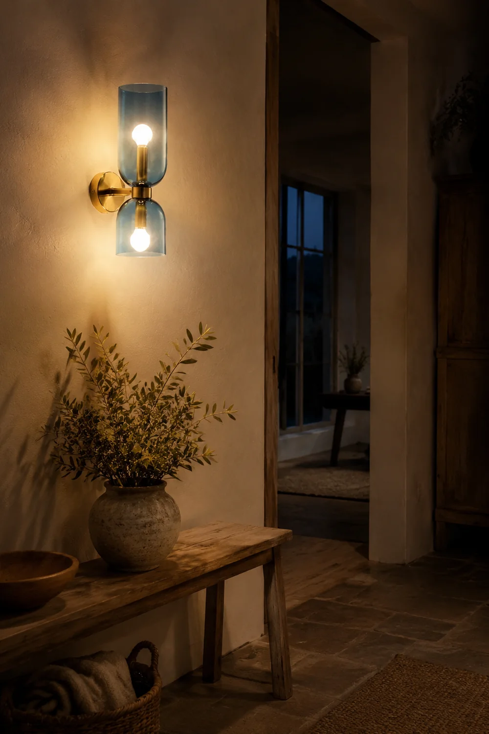 Double Head Glass Wall Lamp LED Sconce for Bedroom - Lumpaz