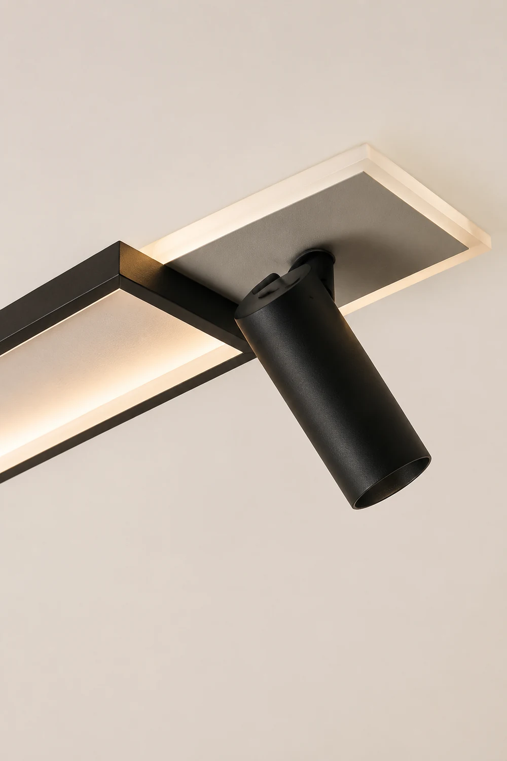 Haney LED-Deckenleuchte mit Strahler, schlicht, modern, schwarz - Lumpaz